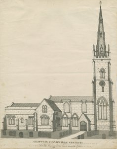 Clifton Campville Church: penn- och sepiateckning, nd [?1800-talet] (teckning) av School English