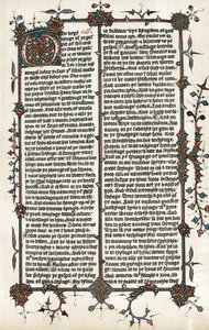 Kopia av en sida ur Markusevangeliet, Wycliffes översättning av Bibeln till engelska ca 1400 (tryck) av School English
