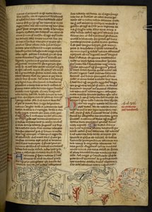 Cott Nero D II f.177 Slaget vid Evesham och Simon de Montforts död (1208-65) 4 augusti 1265, från 