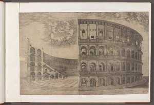 Bomull Augustus III, f.53 Colosseum.   Tryck av antika byggnader, konst och relaterade scener, främst i Rom av School English