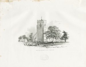 Drayton Bassett Church: litografi (vinjeterad), nd [c 1825-30] (tryck) av School English