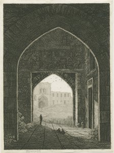 Dudley Castle - Gatehouse och North Gateway: etsning och [?1800-talet] (tryck) av School English