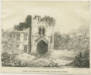 Dudley Castle - The Gatehouse: litografi, nd [c 1801] (tryck) av School English