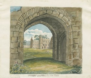Dudley Castle - The Keep: akvarellteckning, nd [?1800-talet] (målning) av School English