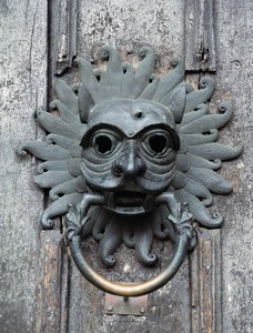 Durham Cathedral Sanctuary Knocker, kopia av brons original från 1100-talet (foto) av School English