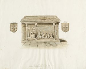 Eccleshall Church: Biskop Benthams grav: akvarellmålning, nd [?1800-talet] (målning) av School English