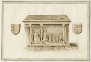 Eccleshall Church: Biskop Benthams grav: akvarellmålning, nd [?1800-talet] (målning) av School English