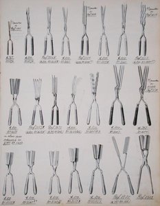 Hårlocktång, från en handelskatalog över inhemska varor och tillbehör, ca 1890-1910 (färg litho) av School English