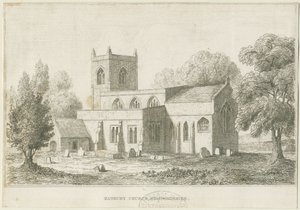 Hanbury Church: etsning, nd [c 1800] (tryck) av School English
