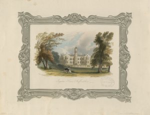 Ingestre Hall: stålgravyr (handfärgad) av School English