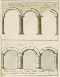 Interiör av Hints Church: penn- och tvättritning, nd [c 1750] (ritning) av School English
