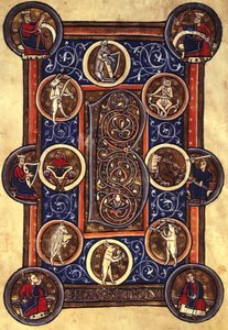 Lansdowne 420 fol.12v Psalm I med bebodd initial 