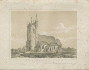 Purjolök - St. Lukas kyrka: litografi och [?mitten av 1800-talet] (tryck) av School English