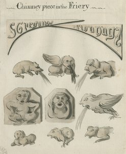 Lichfield - Chimney Piece in the Friary: penn- och tvättteckning, nd [?sent 1700-talet] (ritning) av School English
