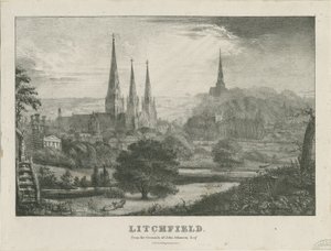 Lichfield - North West View: litografi och [?1800-talet] (tryck) av School English