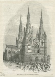 Lichfield Cathedral - West Front: träsnittsgravyr, nd [1843] (tryck) av School English