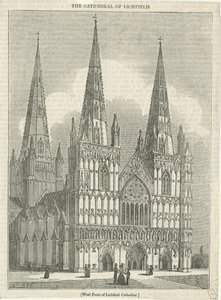 Lichfield Cathedral - West Front: träsnittsgravyr och [?1800-talet] (tryck) av School English