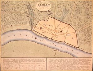 Karta över London på saxisk tid, ca 900-950 e.Kr. (gravyr)