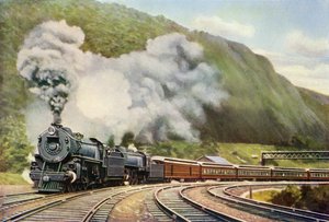 New York to Chicago Express, från "The Wonder Book of Railways" av Harry Golding (tryck) av School English