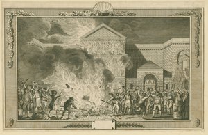 Newgate Prison and the Gordon Riots (etsning) av School English