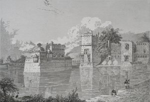 Palace of Rani Bhim och Pudamundi i Cheetor (Cheetor, Udaipur State) (gravyr) av School English