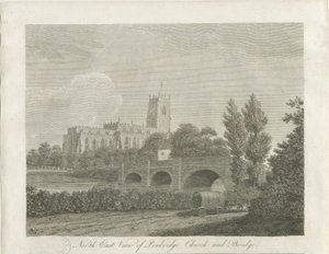 Penkridge Town - Church and Bridge: gravyr, nd [sent 18th cent] (tryck) av School English