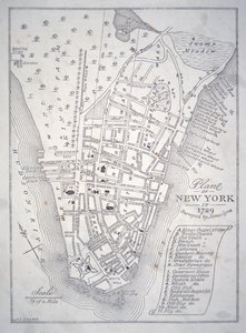 Plan över New York 1729 (litho) av School English