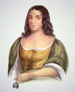 Pocahontas (ca 1595-1617) (litho i färg) av School English