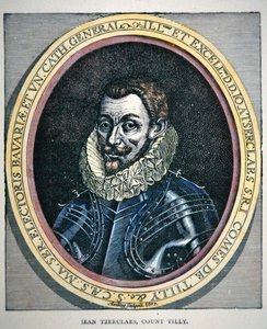 Porträtt av Johann Tserclaes (litho i färg) av School English