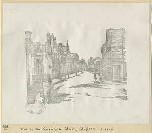 Stafford - Greengate Street: träsnittsgravyr, nd [c 1880] (tryck) av School English