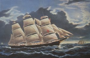 Centurion där amiral Anson gjorde sin resa runt jorden 1740-44 (färg litho)
