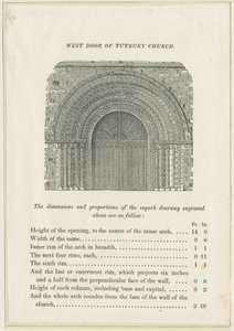 Tutbury Priory Church: West Doorway: gravyr, nd [c 1832] (tryck) av School English