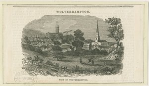 Wolverhampton - Avlägsen vy [från Penn Road]: träsnittsgravyr, nd [1800-talet] (tryck) av School English