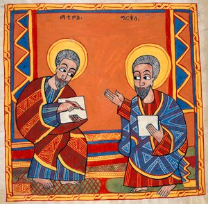 Eller. 481, f.125v Bild av St. Lukas och St. Johannes evangelisterna, från 