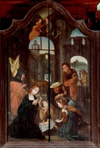 Födelsekristens triptyk, centralpanel (olja på trä) av School Flemish