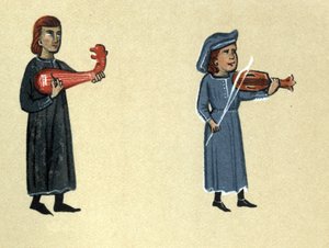 En trubadur från medeltiden, illustration från "Histoire de la Literature Francaise" av Hermann Suchier av School French