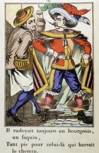 Kapten Fracasse: "" Han gjorde alltid en bourgeois..."" roman av Theophile Gautier (1811-1872) - Bild av Epinal av School French