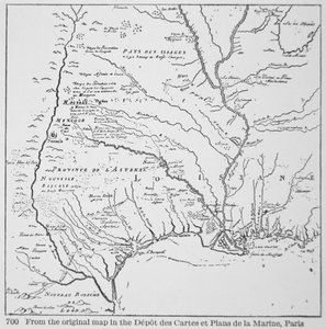 Colonial America: Karta över Louisiana, New France (litho) av School French
