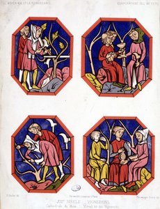 Corporation des vignerons - målat glas av vinmakarna i Cathedrale du Mans av School French