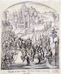 Nedstigning av tyrannen Maxime av Conan-Meriadec i Armoric 383 av School French