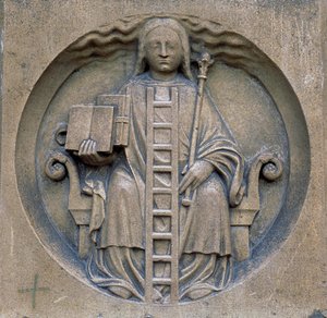 Gotisk konst: allegori över alkemi. Cathedrale Notre Dame (Notre-Dame) i Paris