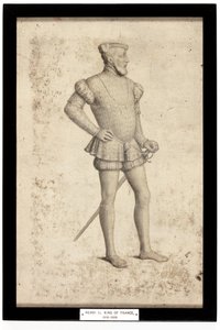 Henrik II, Frankrikes kung (penna och akvarell på papper) av School French