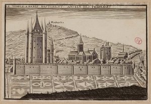 Templet i Paris, före detta tempelriddarens byggnad (gravyr) av School French
