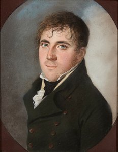 Porträtt av en gentleman (pastell på papper) av School French