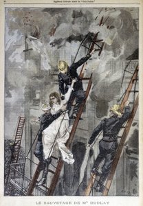 Räddning av Mrs. Duplay av brandmännen - i "Le Petit Parisien", n.d. av School French