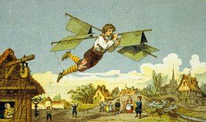 The Flight of Locksmith, Le Besnier (färg litho) av School French