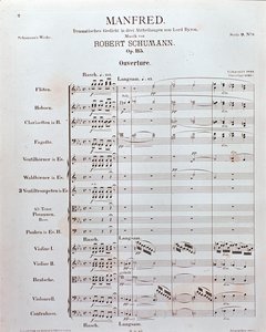 Noter till invigningen av "Manfred" (opus 115) av den tyske kompositören Robert Schumann (tryck)