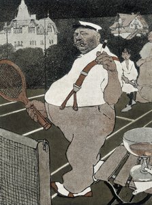 Tennis: tjock man, röker och dricker alkohol, spelar tennis - tysk tecknad film