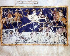Representation av uppenbarelsen i "" Catena in Job", grekiskt manuskript från början av 1000-talet. Bibl. Marciana från Venedig.