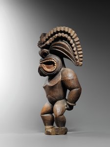 Hawaiiansk figur, kona-stil, representerande krigsguden, ku ka ’ili moku, ca 1780-1820 (trä) av School Hawaiian